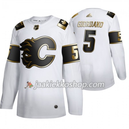 Miehille NHL Calgary Flames Pelipaita Mark Giordano 5 Adidas 2019-20 Golden Edition Valkoinen Authentic